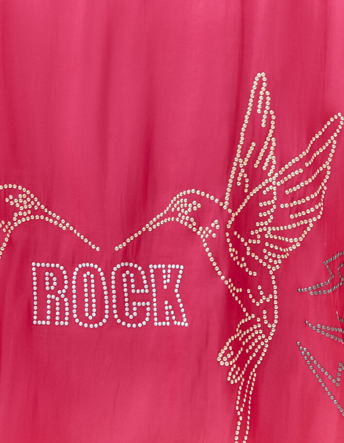 Chemise fushia avec visuel clouté dos femme