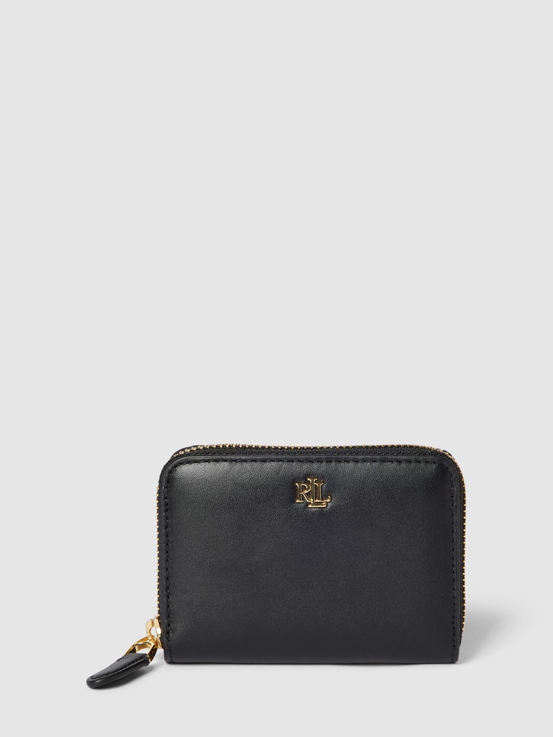 Portemonnaie mit Label-Applikation Modell 'ZIP' in schwarz