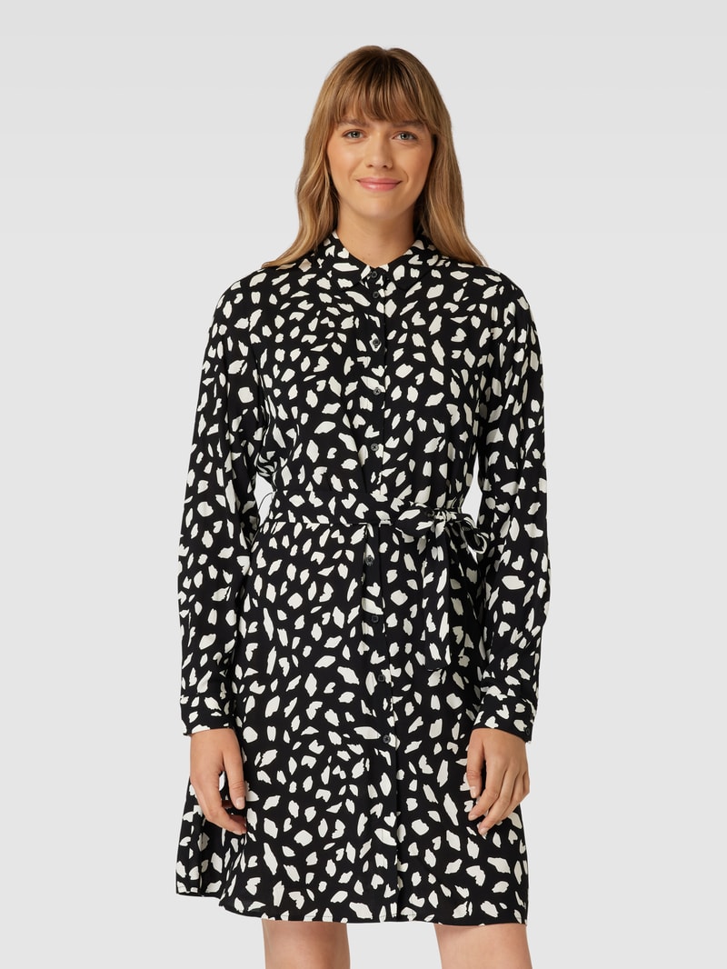 Knielanges Kleid mit Allover-Muster Modell 'paya' in schwarz