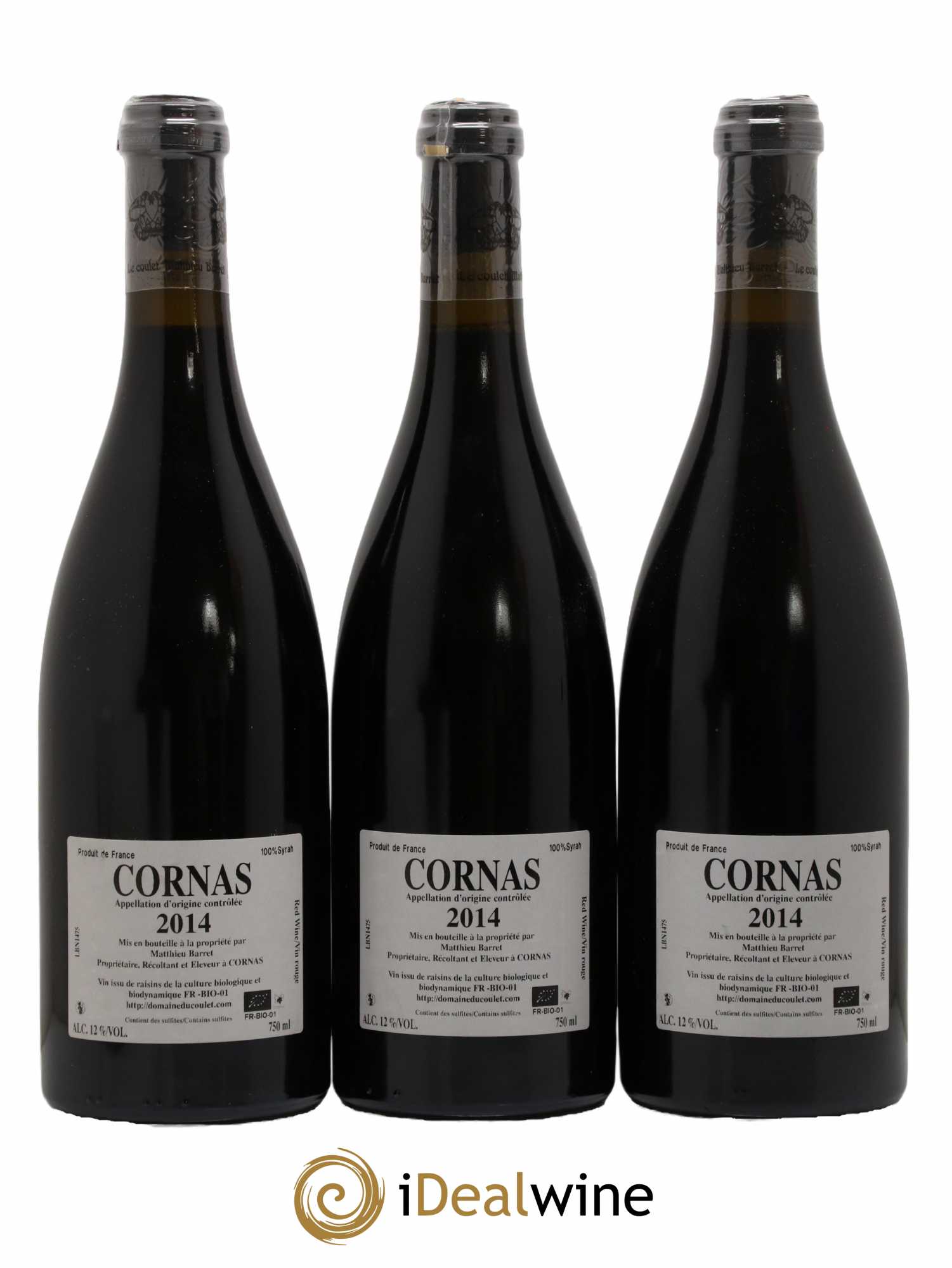Cornas Billes Noires Coulet (Domaine du) - Matthieu Barret  2014 - Lot de 3 Bouteilles