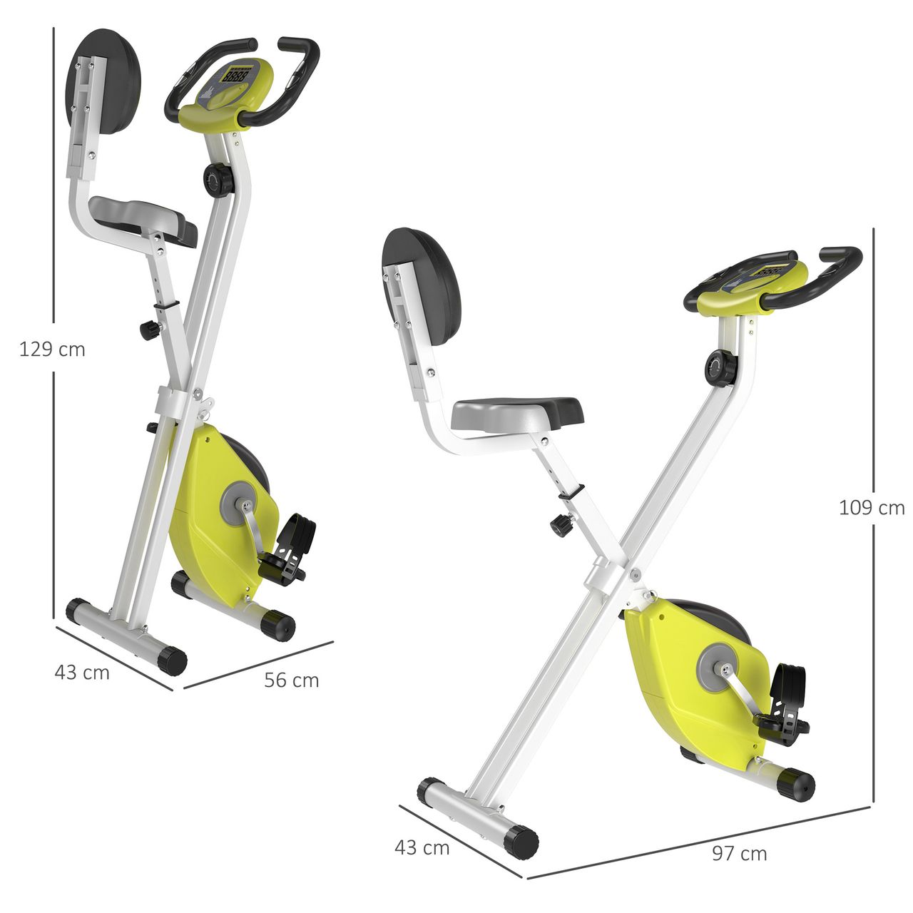 HOMCOM Heimtrainer Fahrradtrainer mit 8 stufig einstellbarem Magnetwiderstand Gelb Weiß 43 x 97 x 109 cm