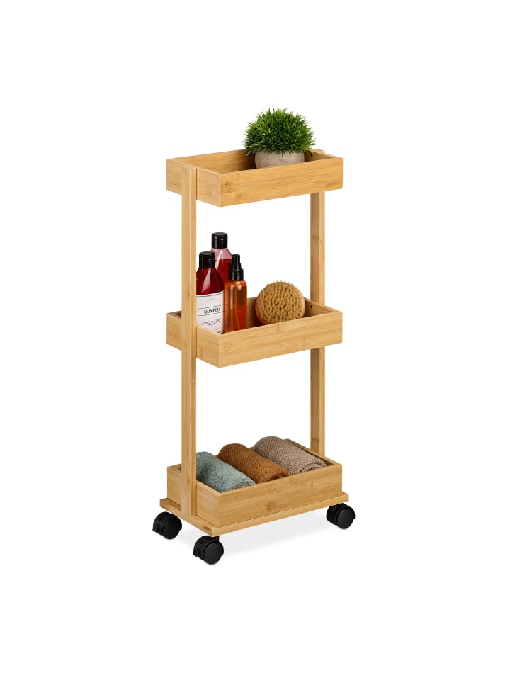 relaxdays Bambus-Rollwagen in Natur - (B)31 x (H)71,5 x (T)18 cm günstig kaufen onesize