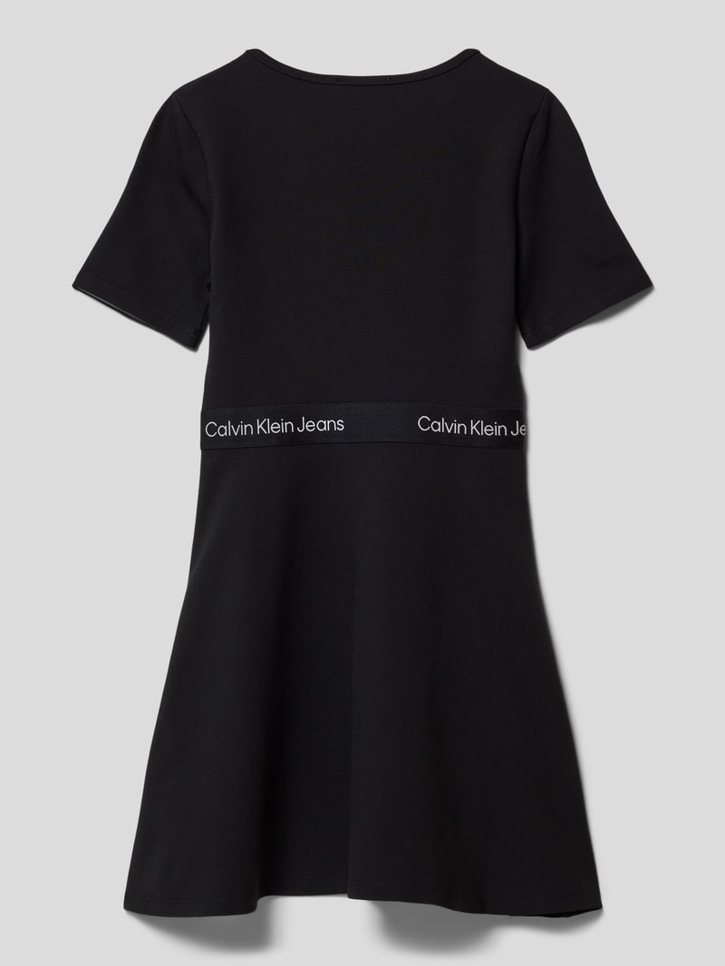 Kleid aus Viskose-Mix mit Label-Print Modell 'PUNTO' in black