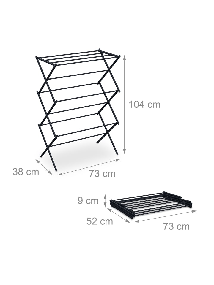 relaxdays Wäscheständer in Schwarz - (B)73 x (H)104 x (T)38 cm günstig kaufen onesize