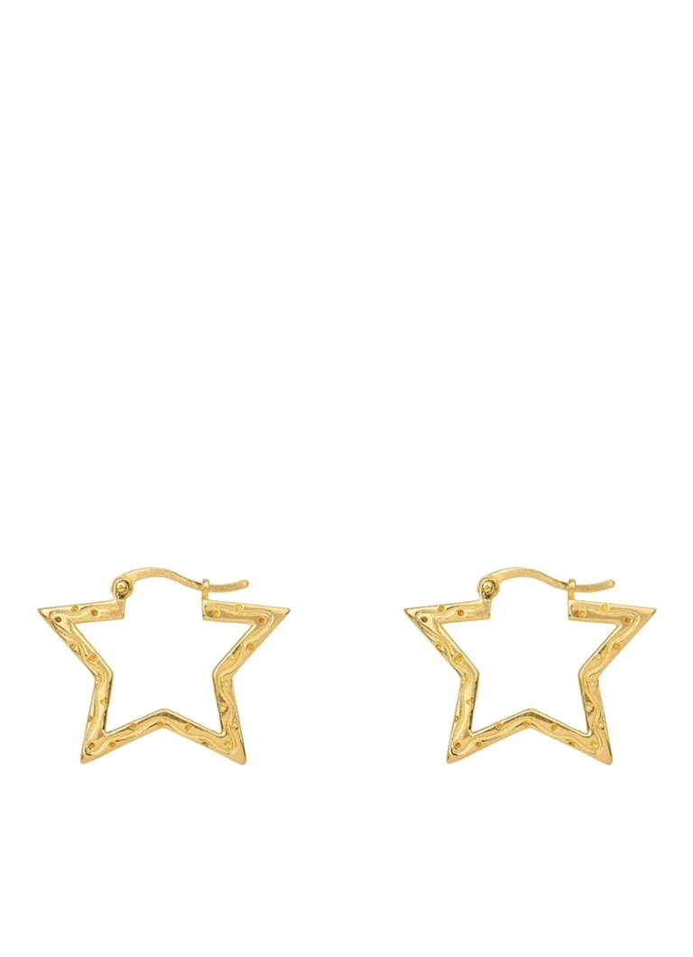 Anna + Nina Small Funky Star gold-plated hoop earrings
