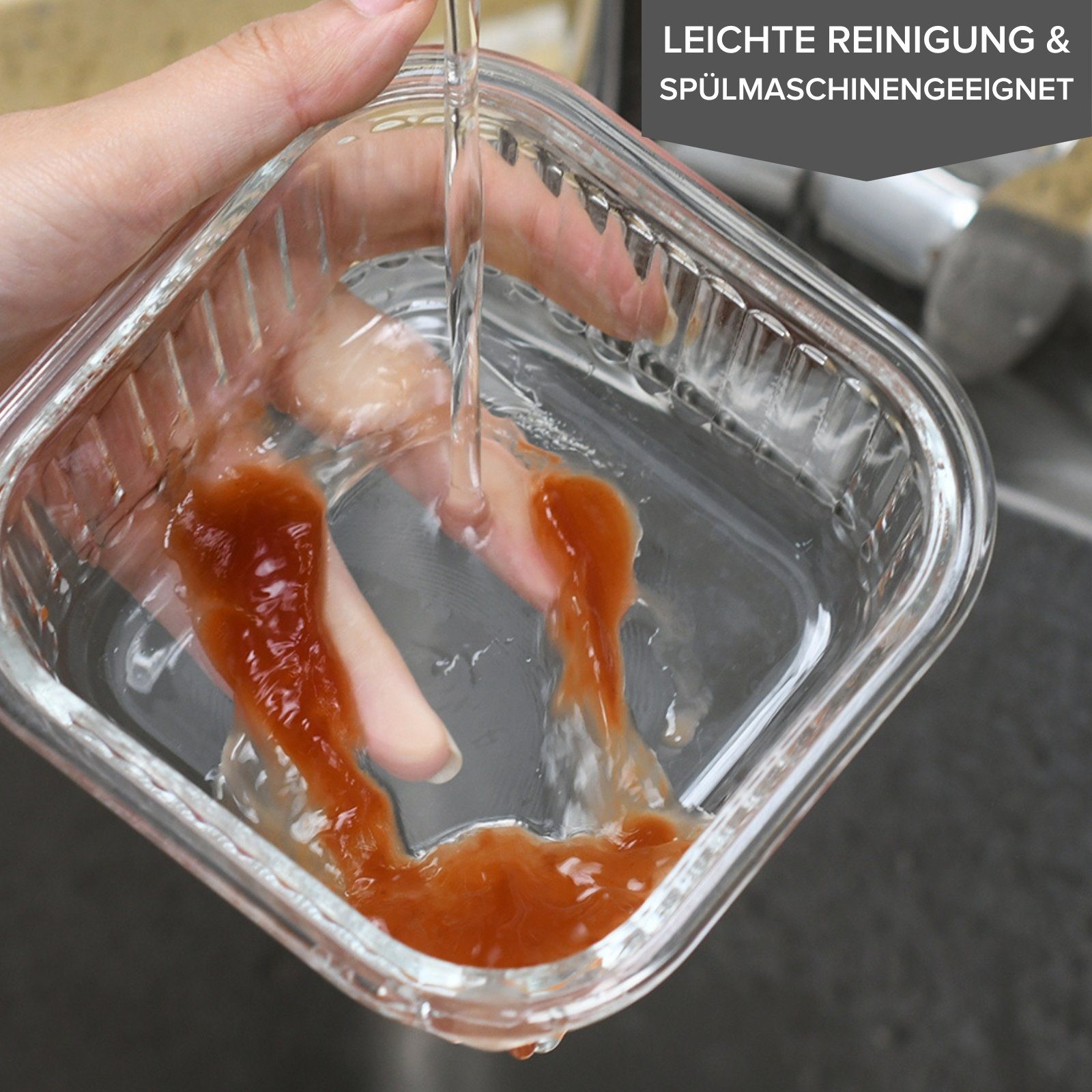 PIE LOCK Vorratsdose Vorratsdosen Glas mit Deckel - Frischhaltedosenset, Borosilikatglas, (PIE LOCK, 3 tlg. quadratisch, Vorratsdosen-Set, Borosilikatglas, Mikrowellendeckel, 320ml, 520ml, 800ml, stapelbar, Frischhaltedose, Brotdose, Meal Prep, 6-tlg
