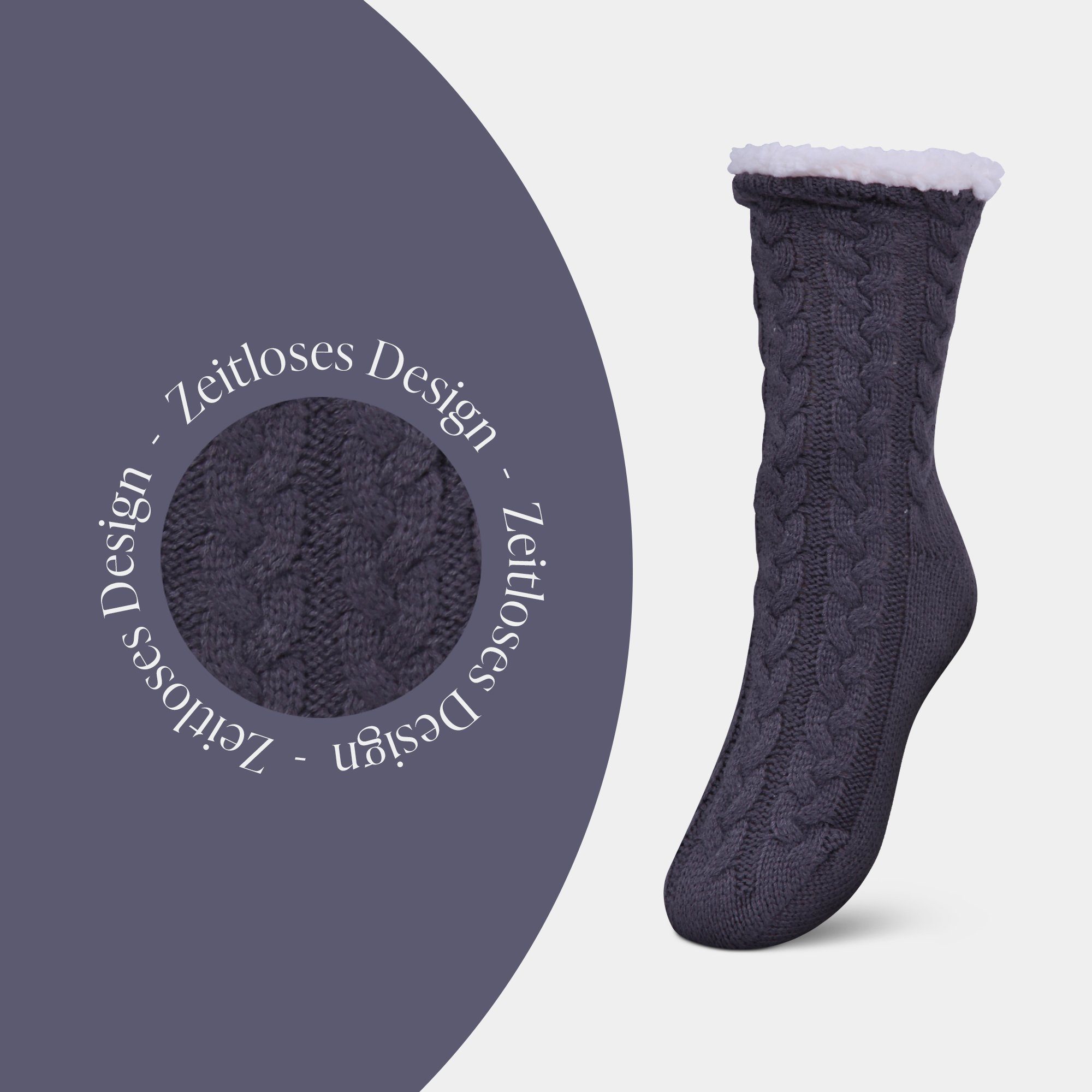 Bestlivings ABS-Socken Hüttensocken 36-42 (1-Paar) Haussocken Stoppersocken mit Teddyfutter, Hüttensocken plüschig Socken