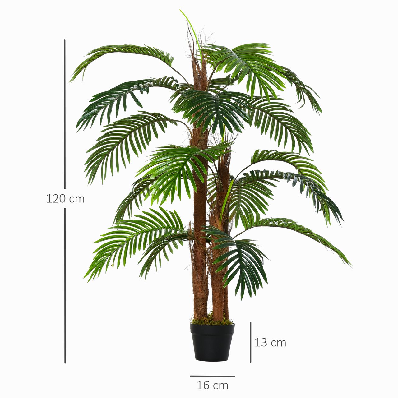 HOMCOM künstliche Pflanzen 120 cm künstlicher Palmen Palme Kunstpflanze Zimmerpflanze Dekopflanze Büropflanze Kunststofftopf für drinnen und draußen