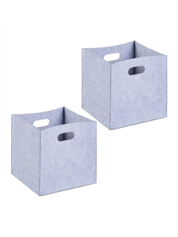 relaxdays 2 x Aufbewahrungsbox in Grau - (B)30 x (H)30 x (T)30 cm günstig kaufen onesize