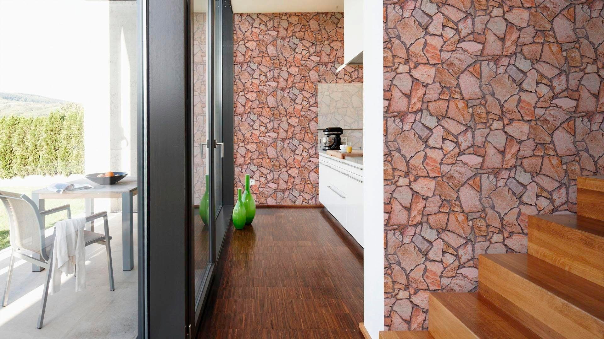 living walls Vliestapete Best of Wood`n Stone 2nd Edition, Steinoptik, Steintapete leicht strukturiert matt Backstein