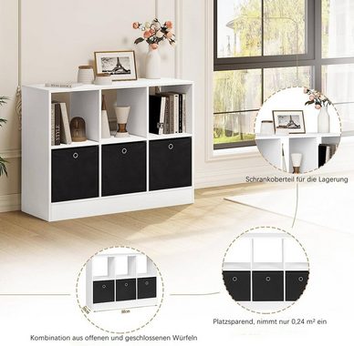 Woltu Aktenschrank (1-St) mit 3 Schubladen aus Vliesstoff Regal mit 6 Fächern