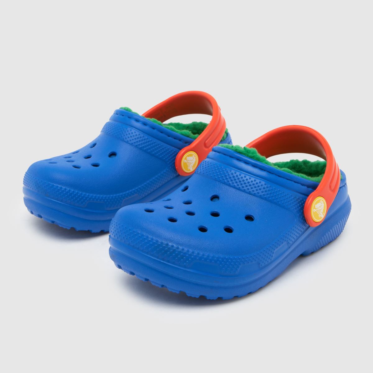 Crocs blå multifärgade klassiska fodrade träskor för pojkar, småbarnssandaler