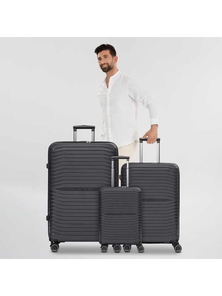 Stratic Shine 4 Rollen Kofferset 3-teilig mit Dehnfalte in black günstig kaufen onesize