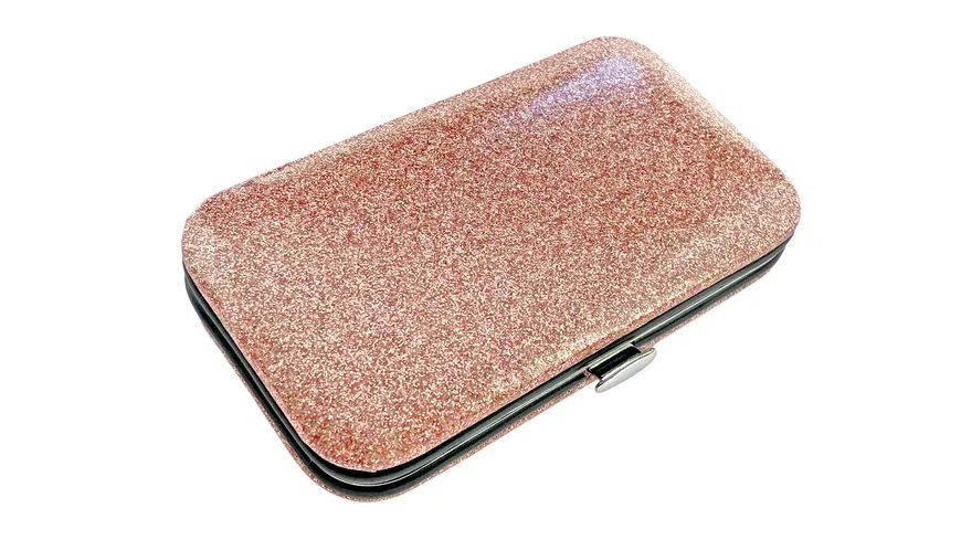 Rahmenmaniküre Etui, 3-teilig, Rosa-Gold, Glitzer Rosa-Gold Glitzer