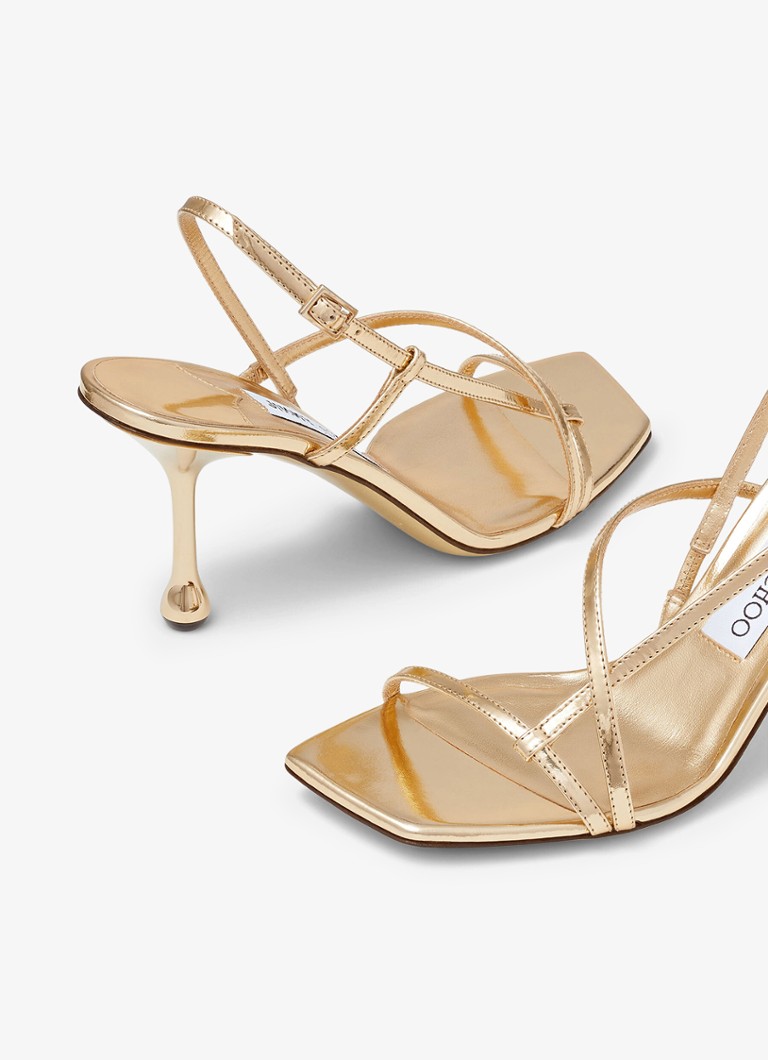Jimmy Choo Etana 80 metallinhohtoiset vasikannahkasandaalit