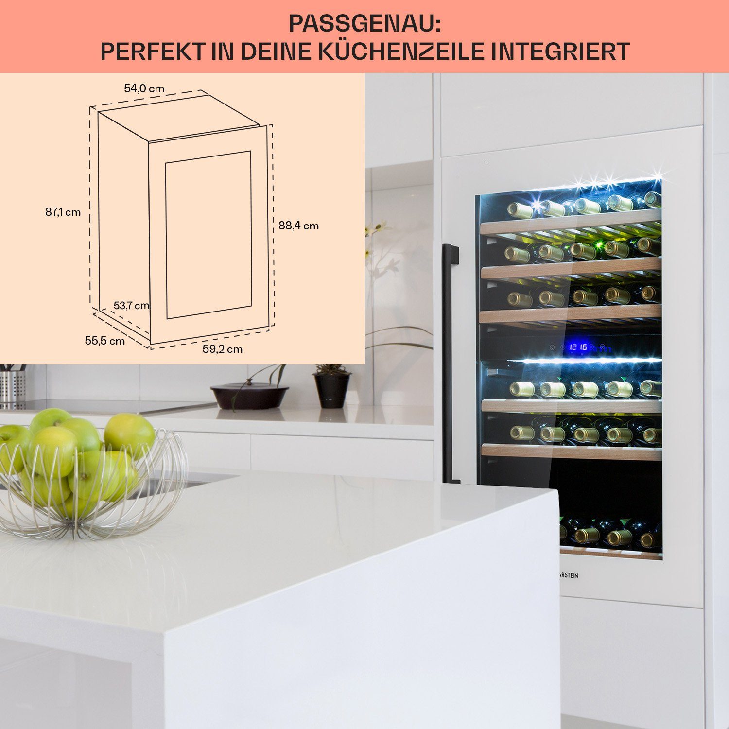 Klarstein Weinkühlschrank Vinsider, für 41 Standardflaschen á 0,75l,2 Zonen Wein Flaschenkühlschrank Weintemperierschrank Weinschrank