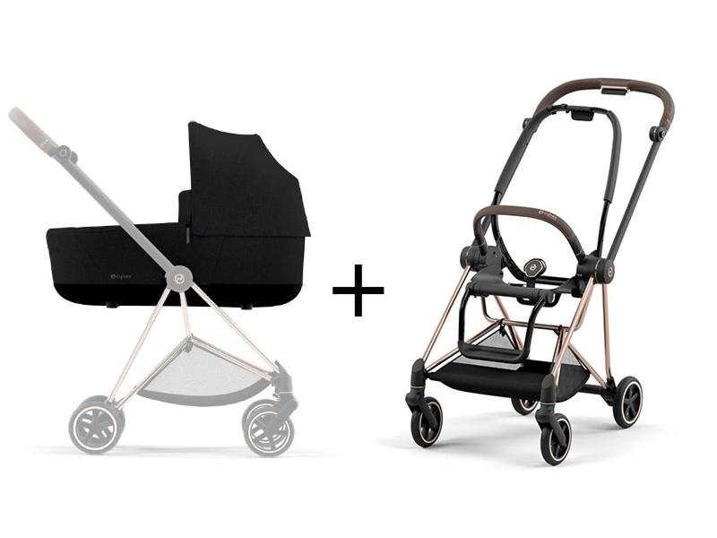 Poussette MIOS 3 châssis Rose Gold nacelle Stardust Black platinum