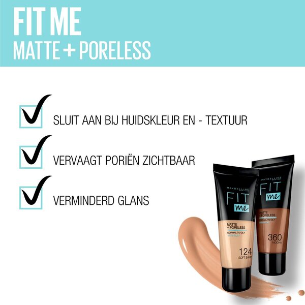 „Maybelline New York Fit Me Matte & Poreless 120 Classic Ivory“ makiažo pagrindas