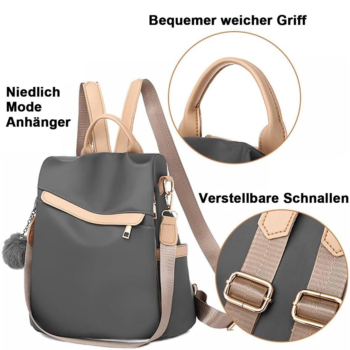FeelGlad Reiserucksack Rucksack damen,Cityrucksack Wasserdichte Nylon Reiserucksack
