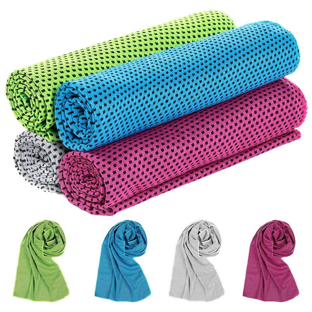 zggzerg Sporthandtuch 4 Stück Handtuch, 100x30cm Mikrofaser Handtuch für sofortige Kühlung