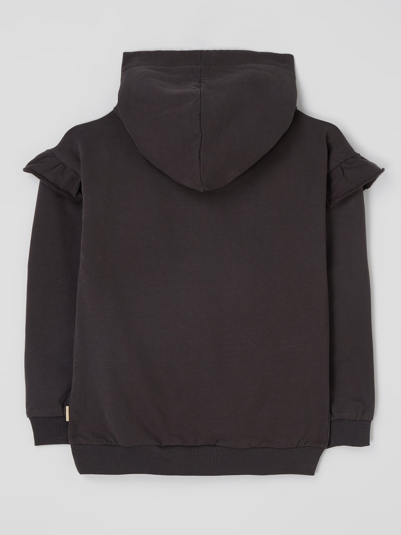 Hoodie mit Message-Print in dunkelgrau