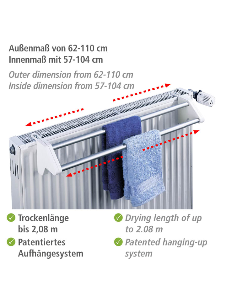 Wenko Heizkörper-Wäschetrockner Mod. Twin, ausziehbar, Heizkörper-Wäschetrockner Twin, ausziehbar in Silber günstig kaufen onesize