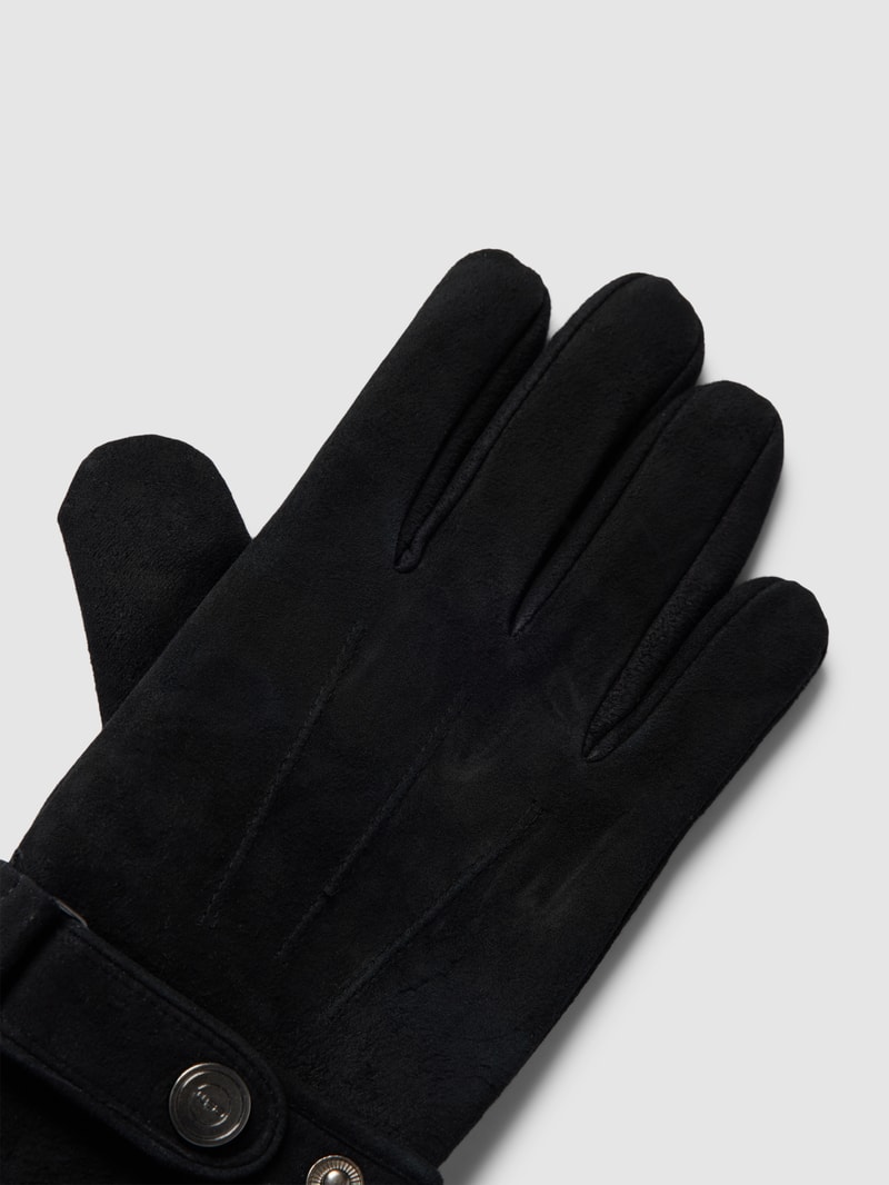 Handschuhe aus Schafsleder Modell 'NUBUK RIEGEL' in schwarz