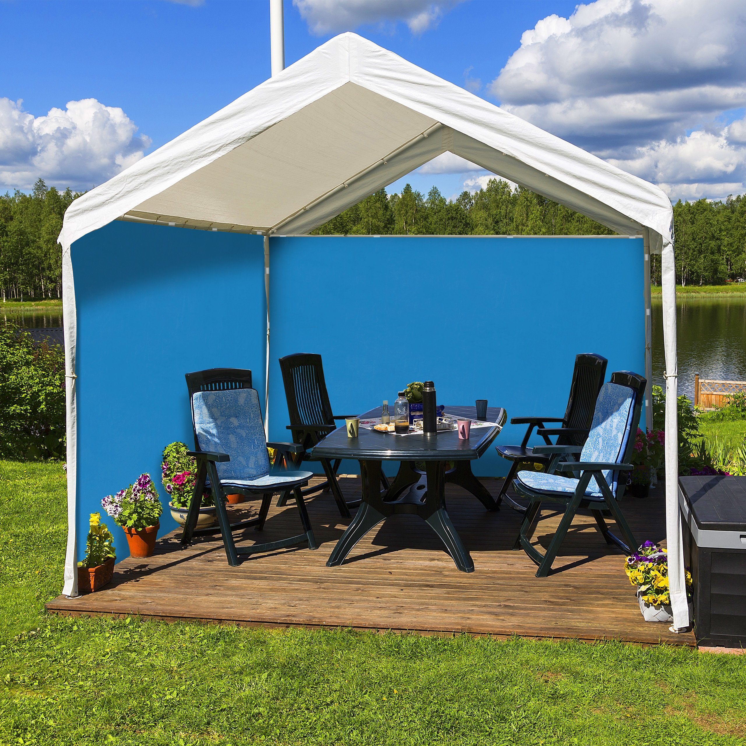 relaxdays Pavillon Blaue Pavillon Seitenteile 2er Set