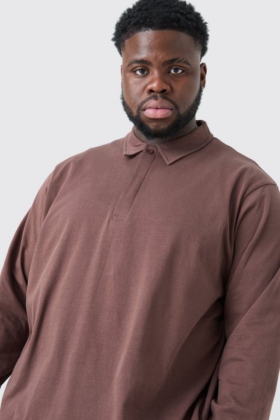 Plus Rugby-Poloshirt mit Knopfleiste