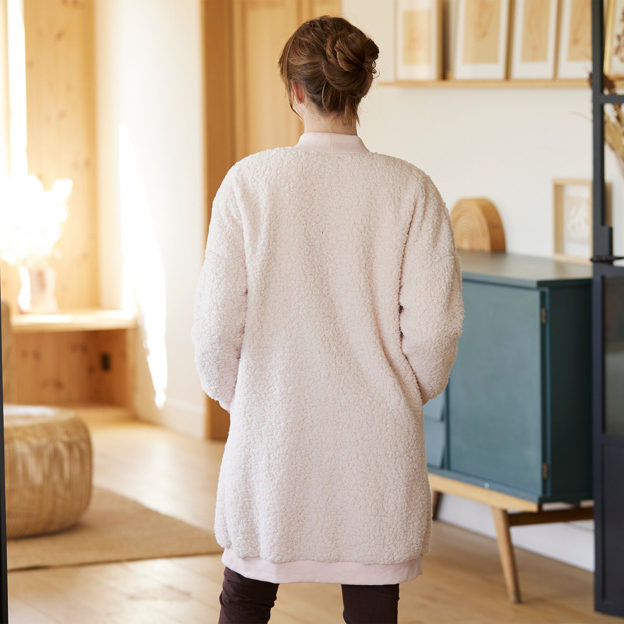 Gilet long d'intérieur maille bouclette