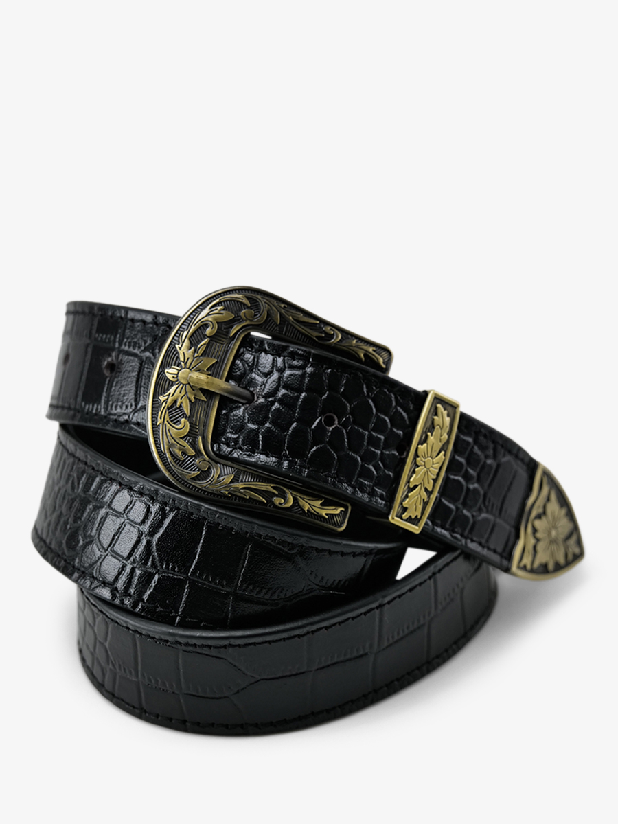 LaCeinture Western Alligator - Noir de Jais