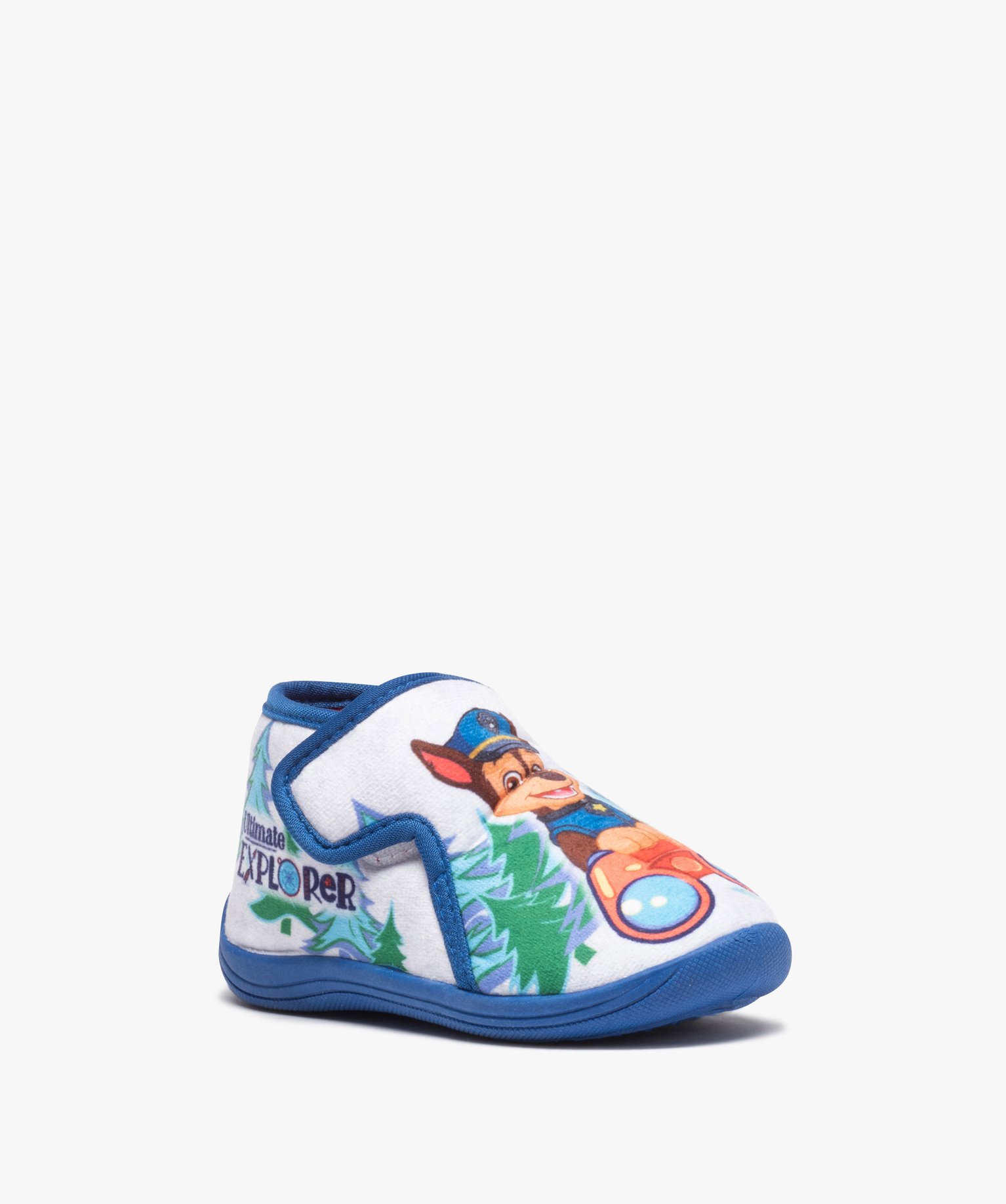 Chaussons Garçon bottillons à scratch en velours ras - Pat... gris | GEMO