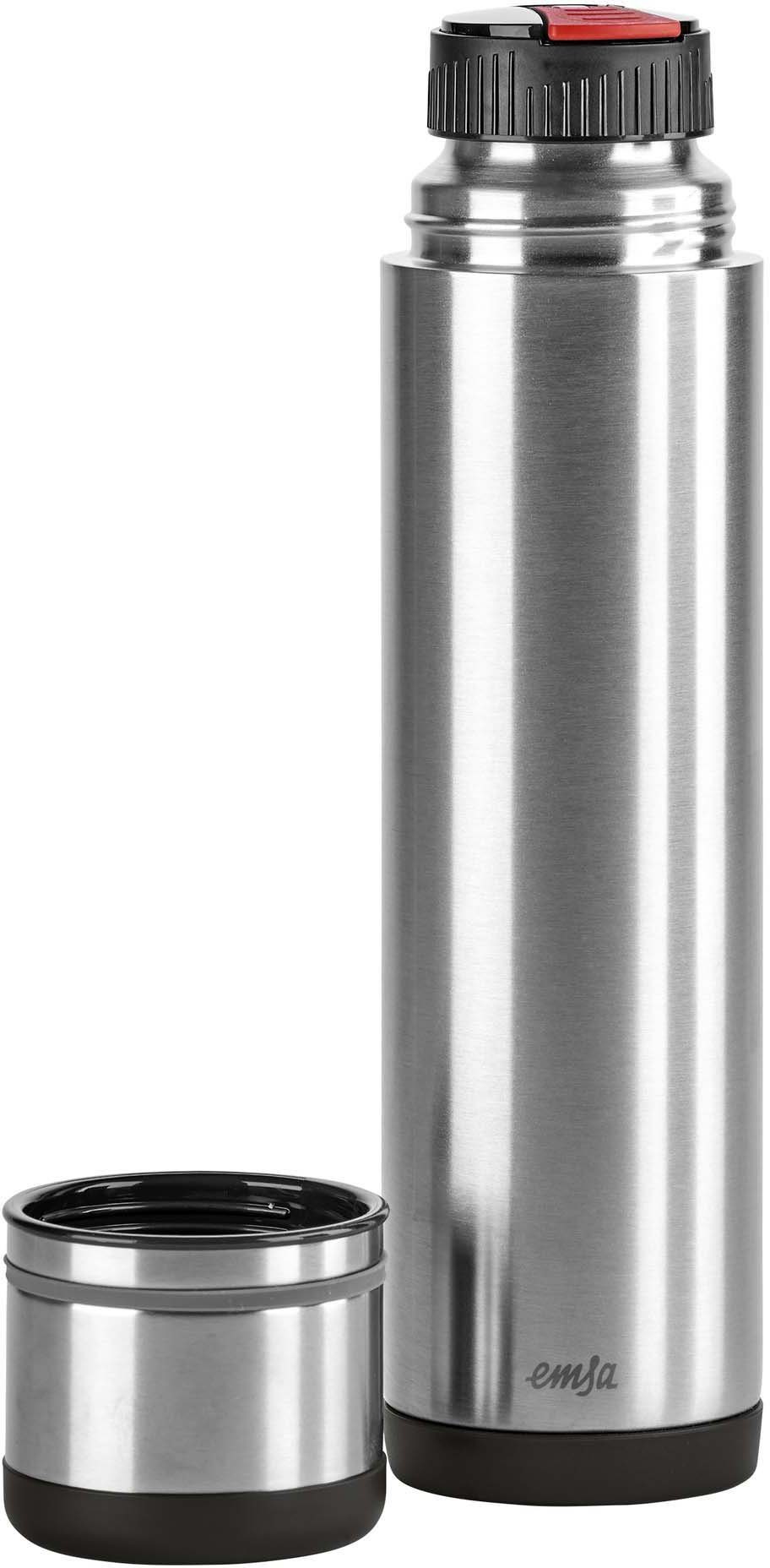 Emsa Isolierflasche Mobilty, Edelstahl schwarz, SAFE LOC-Verschluss, 100% dicht, 12h heiß/24h kalt