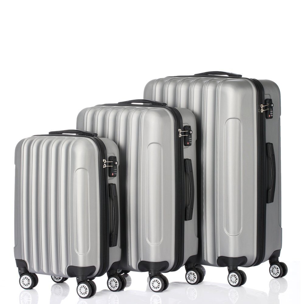 FCH Trolleyset, 4 Rollen, 3 tlg Reisekoffer Set ABS-Trolley-Koffe, Handgepäck