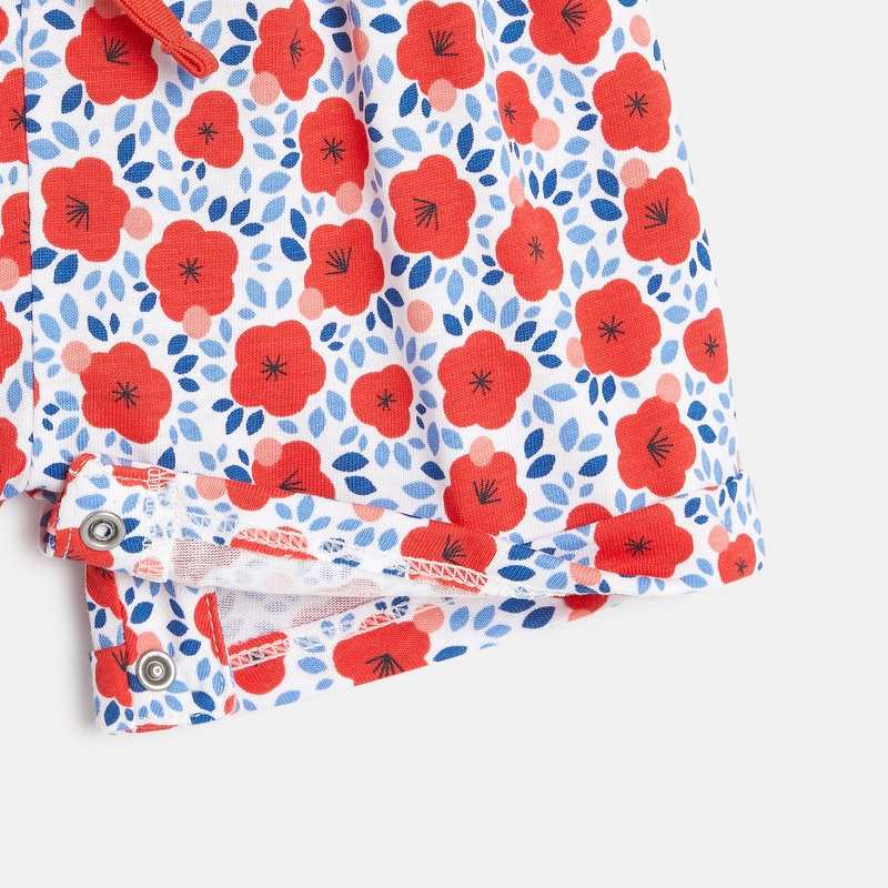 Combinaison courte coquelicots rouge bébé fille