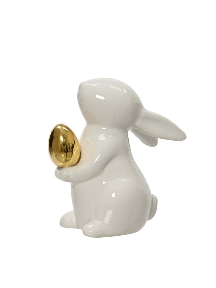 MARELIDA Hase mit goldenem Ei Osterhase Osterdeko Dekofigur H: 9,5cm in weiß günstig kaufen onesize