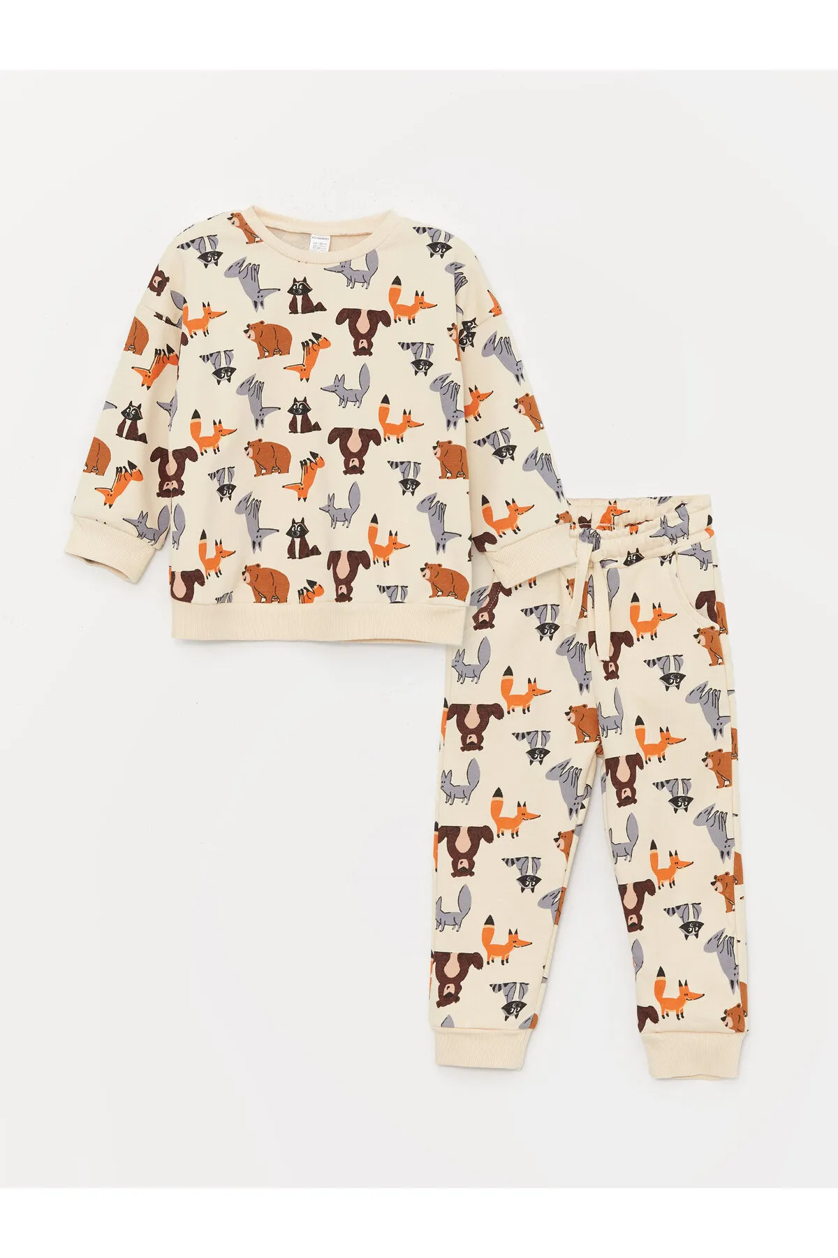 LC Waikiki  2-teiliges Set aus bedrucktem Langarm-Sweatshirt und Jogginghose für Babys mit Rundhalsausschnitt