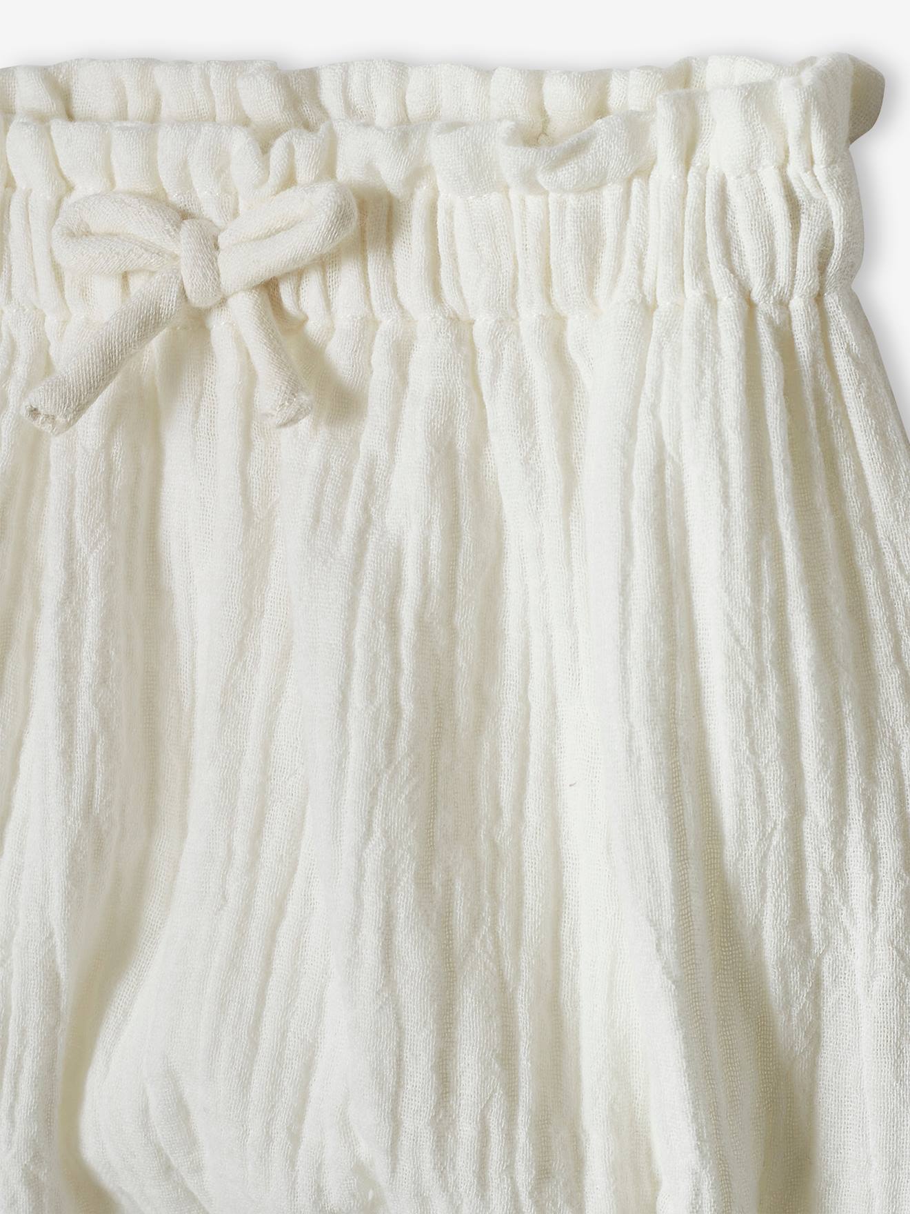 Lot de 2 bloomers bébé en gaze de coton blanc