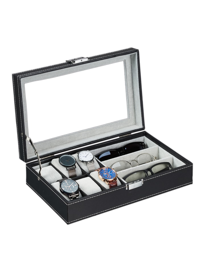 relaxdays Schmuckaufbewahrung in Schwarz - (B)33 x (H)9 x (T)20,5 cm günstig kaufen onesize