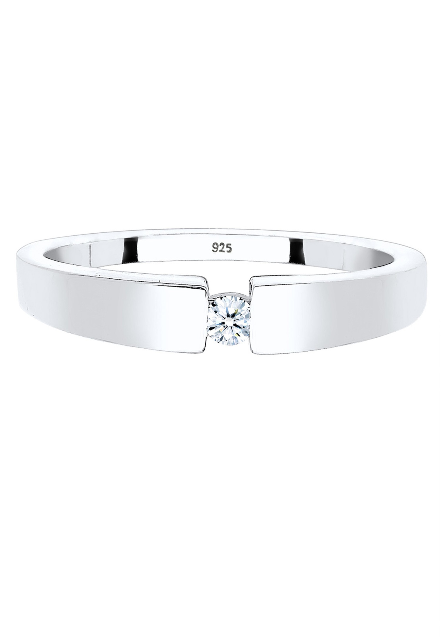 Anillo clásico Elli DIAMONDS para mujer con diamante (0,06 ct.) en plata de ley 925.