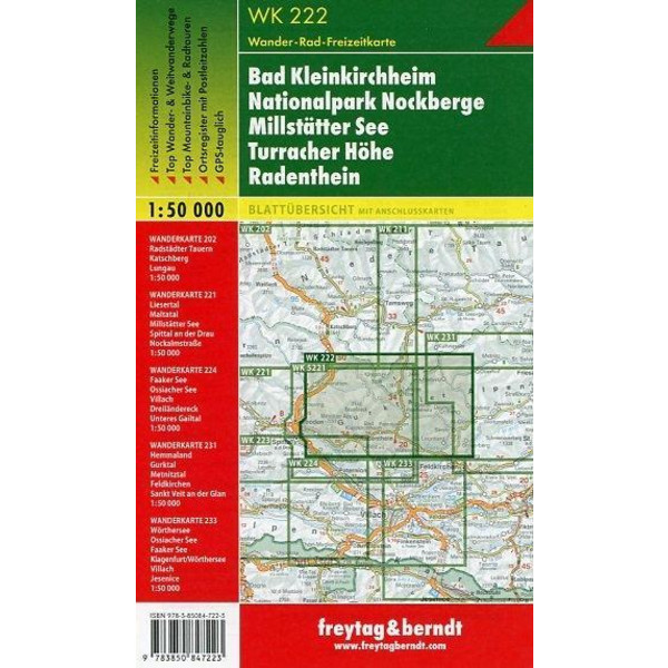 Bad Kleinkirchheim, Nationalpark Nockberge, Millstätter See, Turracher Höhe, Radenthein 1 : 50 000. WK 222 - Wanderkarte