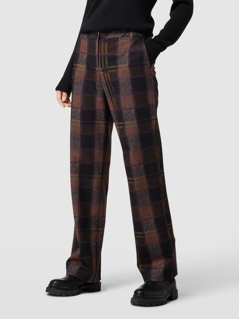 Stoffhose mit Allover-Muster in dunkelbraun