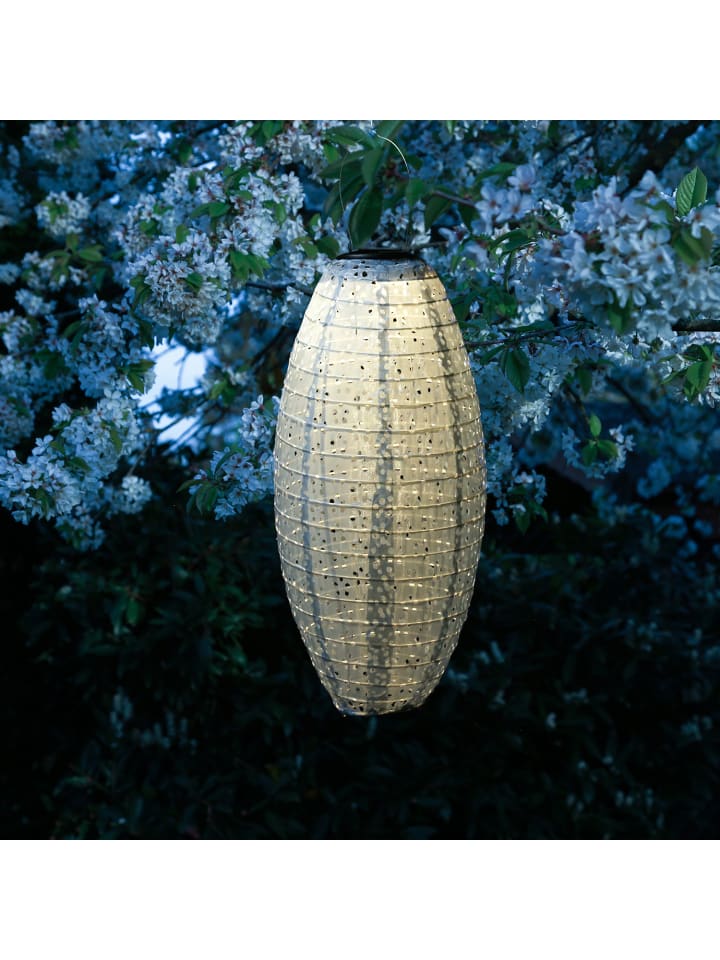 MARELIDA LED Solar Lampion oval mit Blumenmuster H: 40cm in blau günstig kaufen onesize