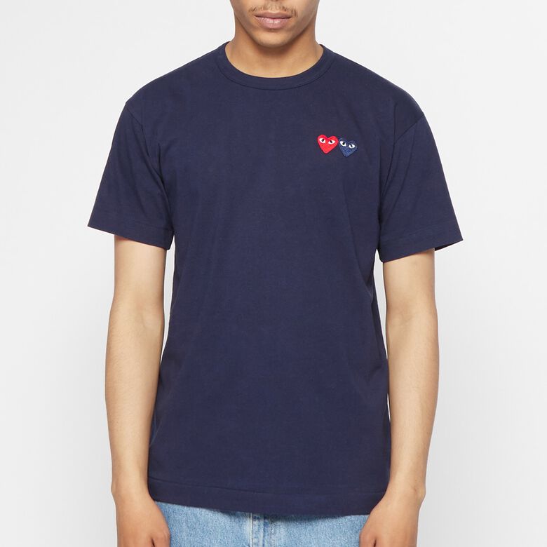 Comme des Garcons Play Play Double Heart T-Shirt navy