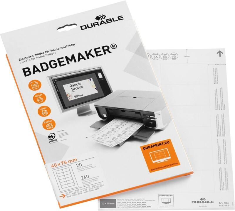 DURABLE Badgemaker Einsteckschild 0,95 x 34 x 21,5 cm Papier 20 Blatt à 12 Stück