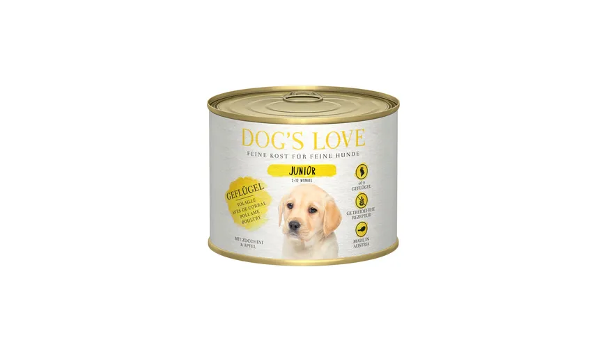 DOG'S LOVE Hundenassfutter Junior Geflügel 200 g