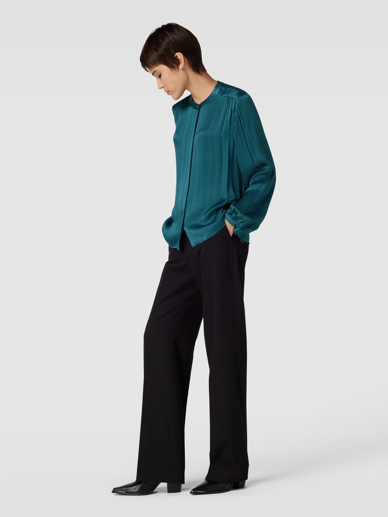 Bluse aus reiner Viskose mit verdeckter Knopfleiste in petrol