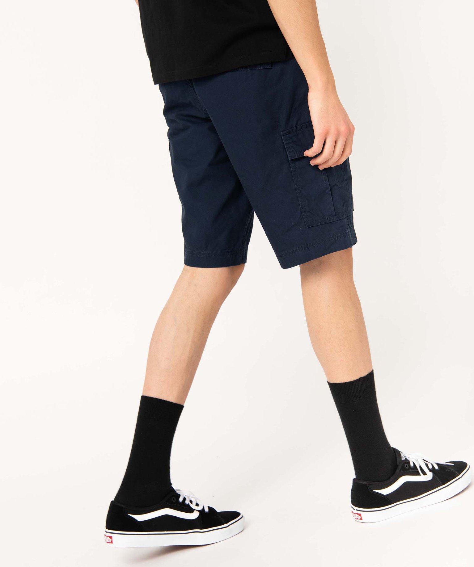 Bermuda homme cargo en toile délavée bleu fonce | GEMO