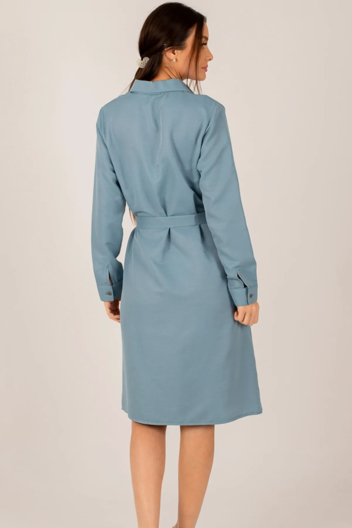 armonika  Langes Indigo-Hemdkleid für Damen ARM-22K001141
