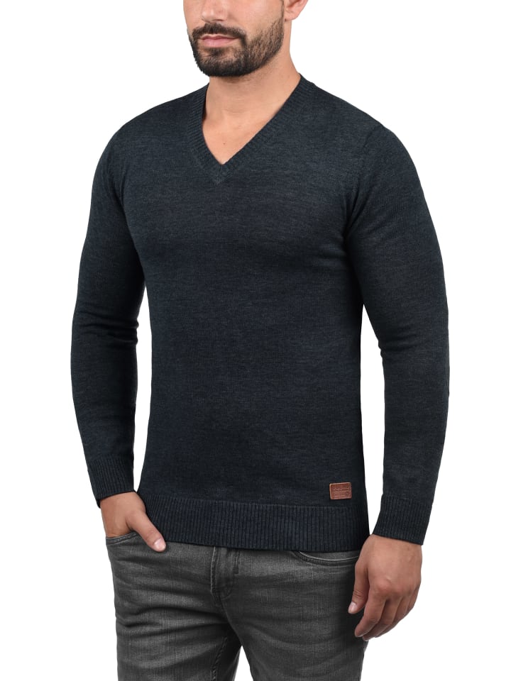BLEND Strickpullover BHLasse 20703348ME Strickpulli mit aufgestickten Ellenbogenpatches in Blau günstig kaufen XXL